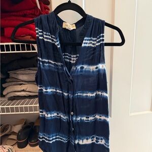 Anthropologie Cloth & Stone Blue Tie-Dye Sleeveless Top